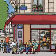 Illustration d'une terrasse de café