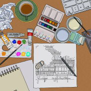 Tableau de dessin avec crayon et crayon gras
