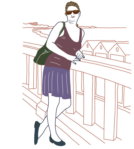Une femme sur un pont