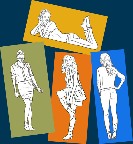 Trois femmes en trois positions différentes
