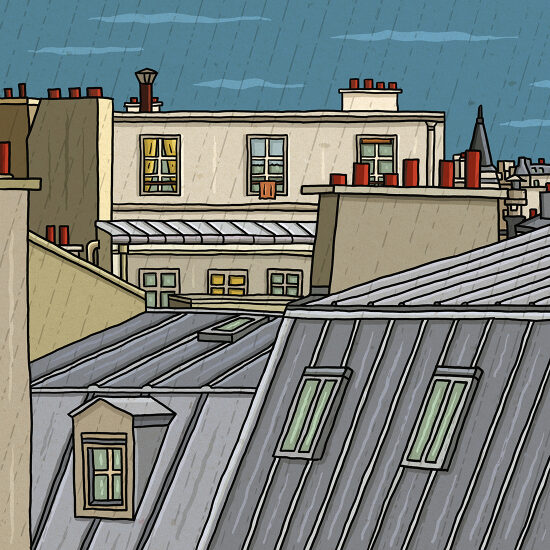 toits de Paris sous la pluie