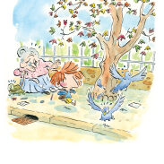 L'arbre et les pigeons dans le jardin