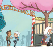 Enfants au parc d'attractions