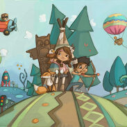 Paysage féerique avec personnages