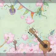 Guitare et animaux dans les nuages