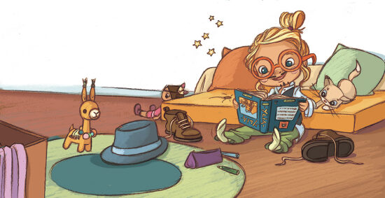 Petit garçon lisant un livre