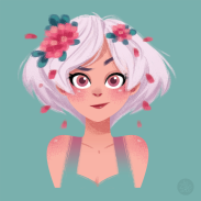 Fille avec des fleurs dans les cheveux