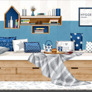 Chambre moderne aux teintes bleues