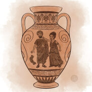 Amphore grecque avec homme et femme