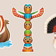 Totem de bois coloré