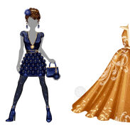 Robe de bal en satin doré