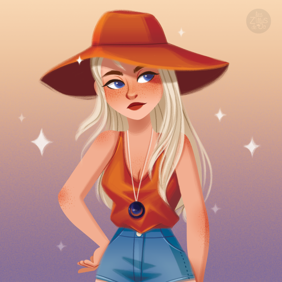 Illustration d'une femme en chapeau