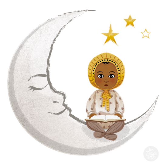 Enfant assis sur la lune