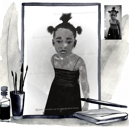 Portrait d'enfant en noir et blanc