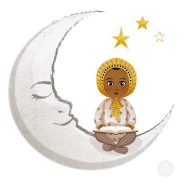 Enfant assis sur une lune