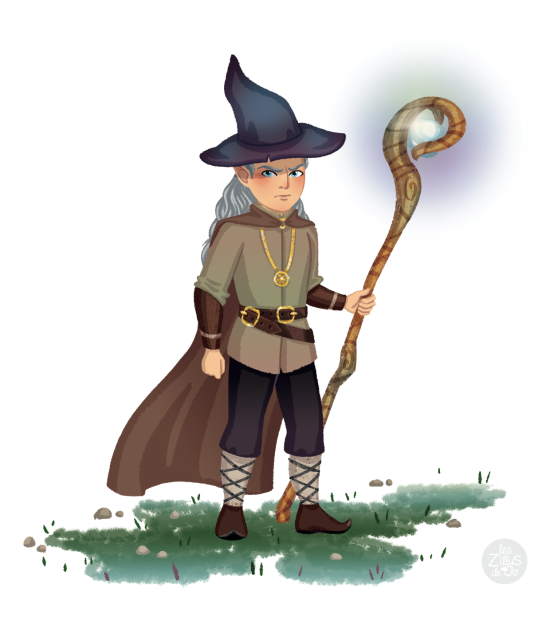Magicien avec un bâton magique
