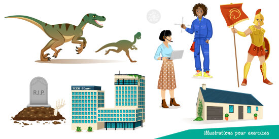 illustrations de dinosaures technologie personnages