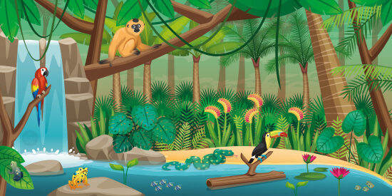 Jungle tropicale avec animaux
