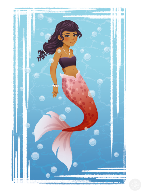 Sirène sous-marine aux cheveux bruns