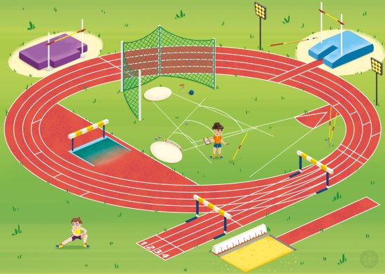 Piste d'athlétisme avec compétiteurs