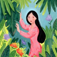 Femme dans la jungle tropicale