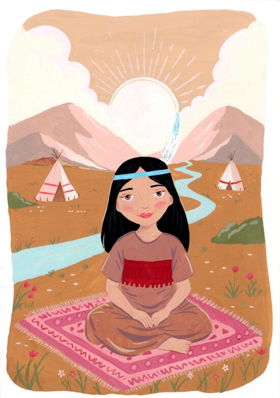 Femme indigène assise dans la nature