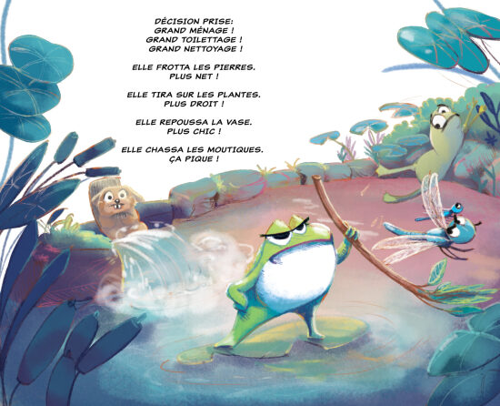 Grenouille et animaux au bord de l'eau