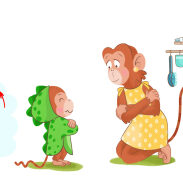 Deux singes dans une salle de bain