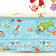 Saut de grenouille dans la piscine