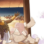 Pharaon et la pluie de rouleaux de papier