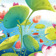 Insectes dans un lac de lotus