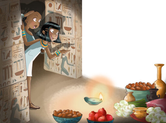 Cleopatre et son esclave dans la cuisine