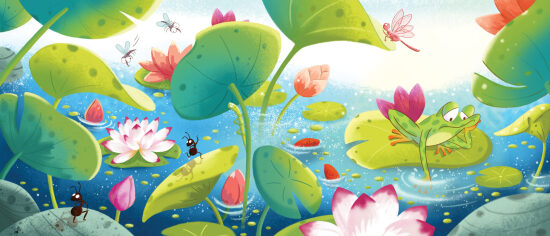 Insectes dans un lac de lotus