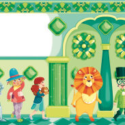 Personnages colorés dans un décor fantaisiste