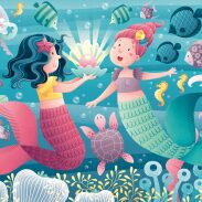 Sirenes sous-marines avec coquillage