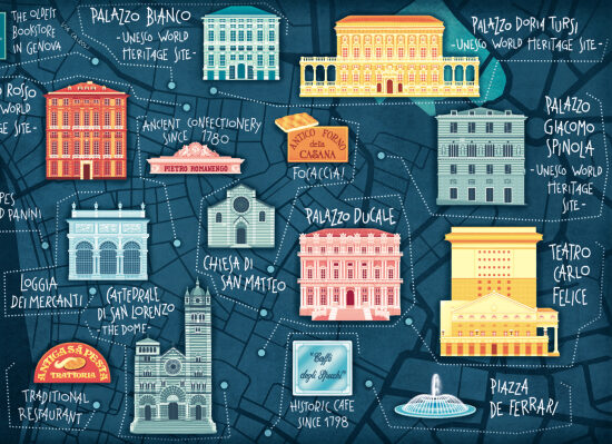 Carte illustrée de sites historiques