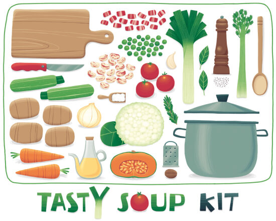 Ingrédients pour soupe savoureuse